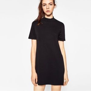 Zara Trafaluc Black Mock Neck Mini Dress, Size Small